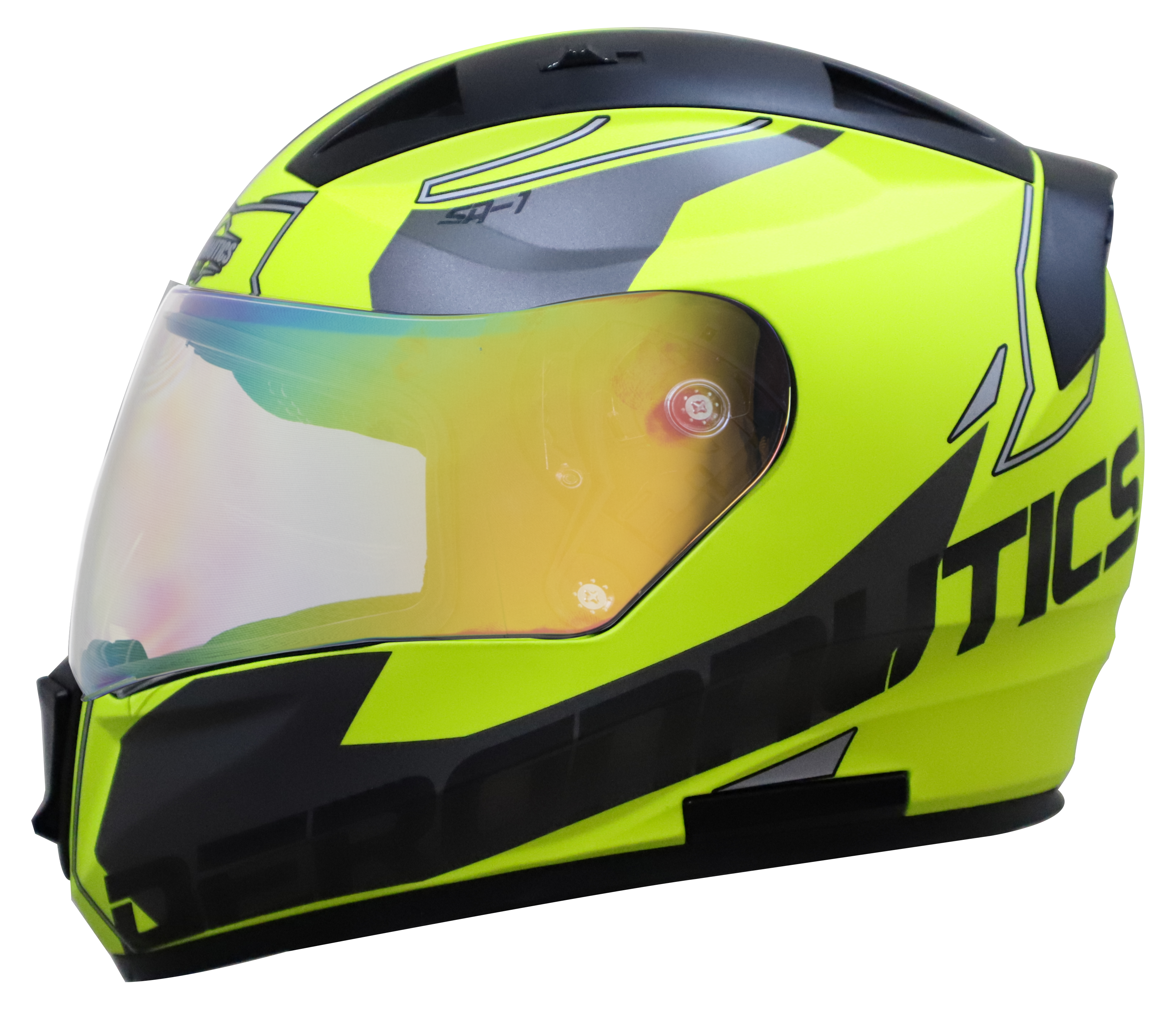 SA-1 RTW GLOSSY FLUO NEON WITH WHITE (FITTED WITH CLEAR VISOR EXTRA NIGHT VISION GREEN VISOR FREE)